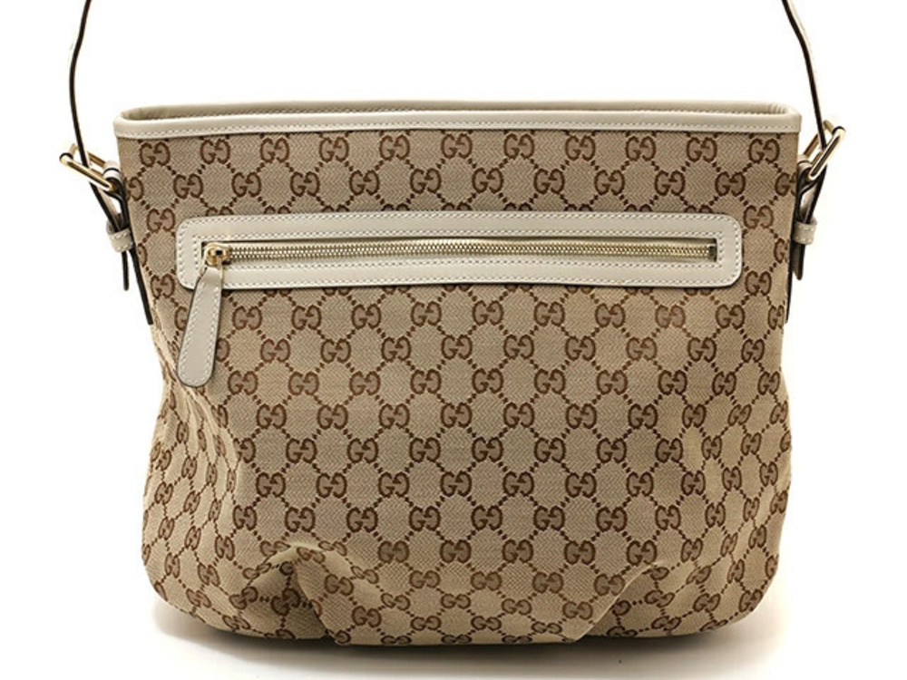 Gucci shoulder bag GG canvas leather Beige Cream Ivory White